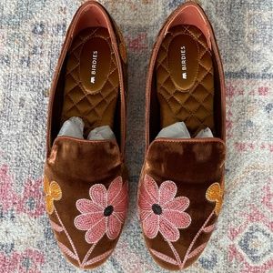 New Birdies The Darling, Cider Floral, Velvet, Embroidered flats, Size 9